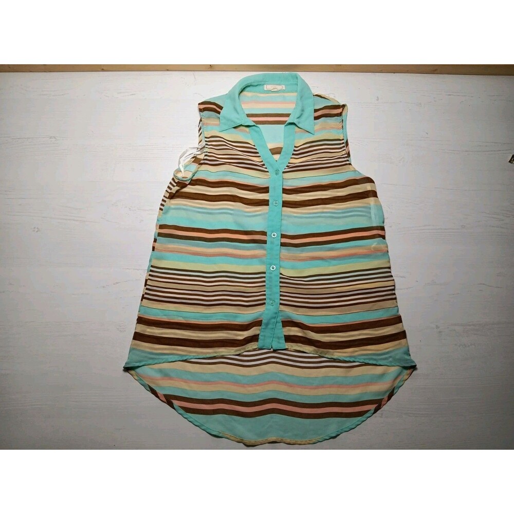 Sheer Sleeveless Polo blouse By Pearl Size Large Swimsuit Cover Up Beach Golf